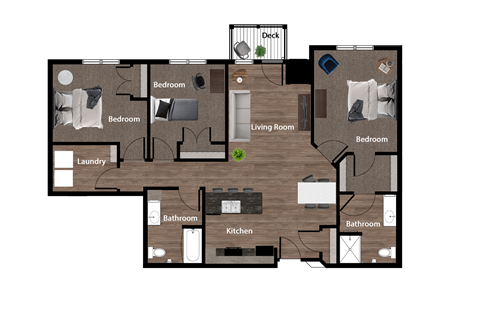3 Bedroom 2 Bathroom Vista Apartments St. Joseph, MN 56374